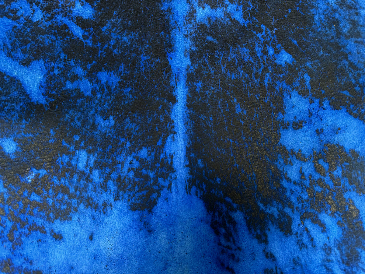 VERA PELLE DI AGNELLO RASPATO BLU DISTRESSED