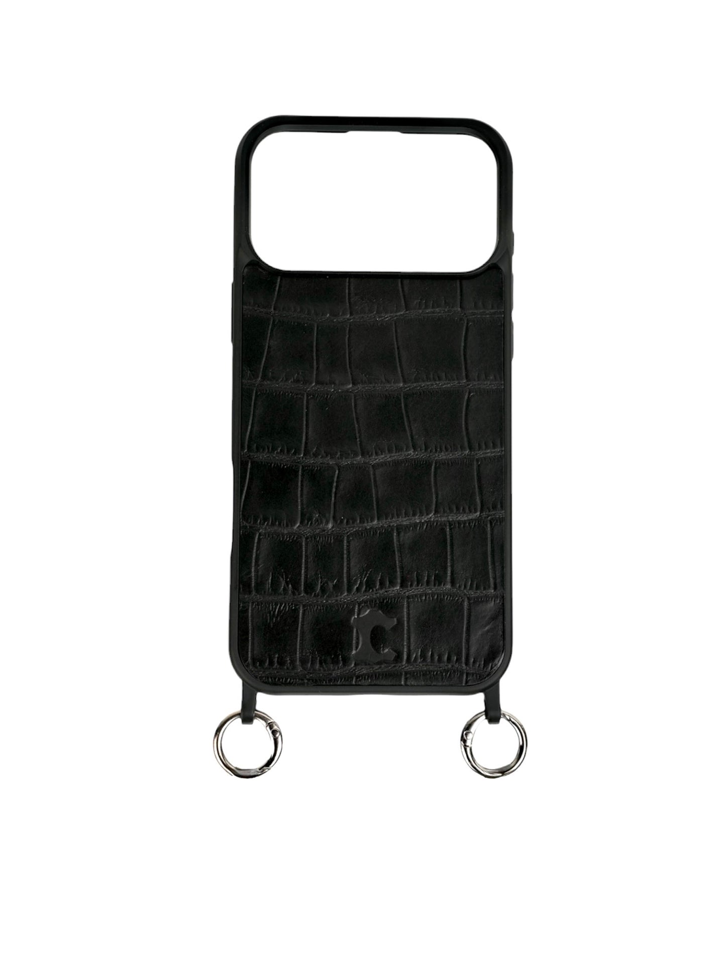 COCCODRILLO NERO - CUSTODIA IN VERA PELLE CON TRACOLLA