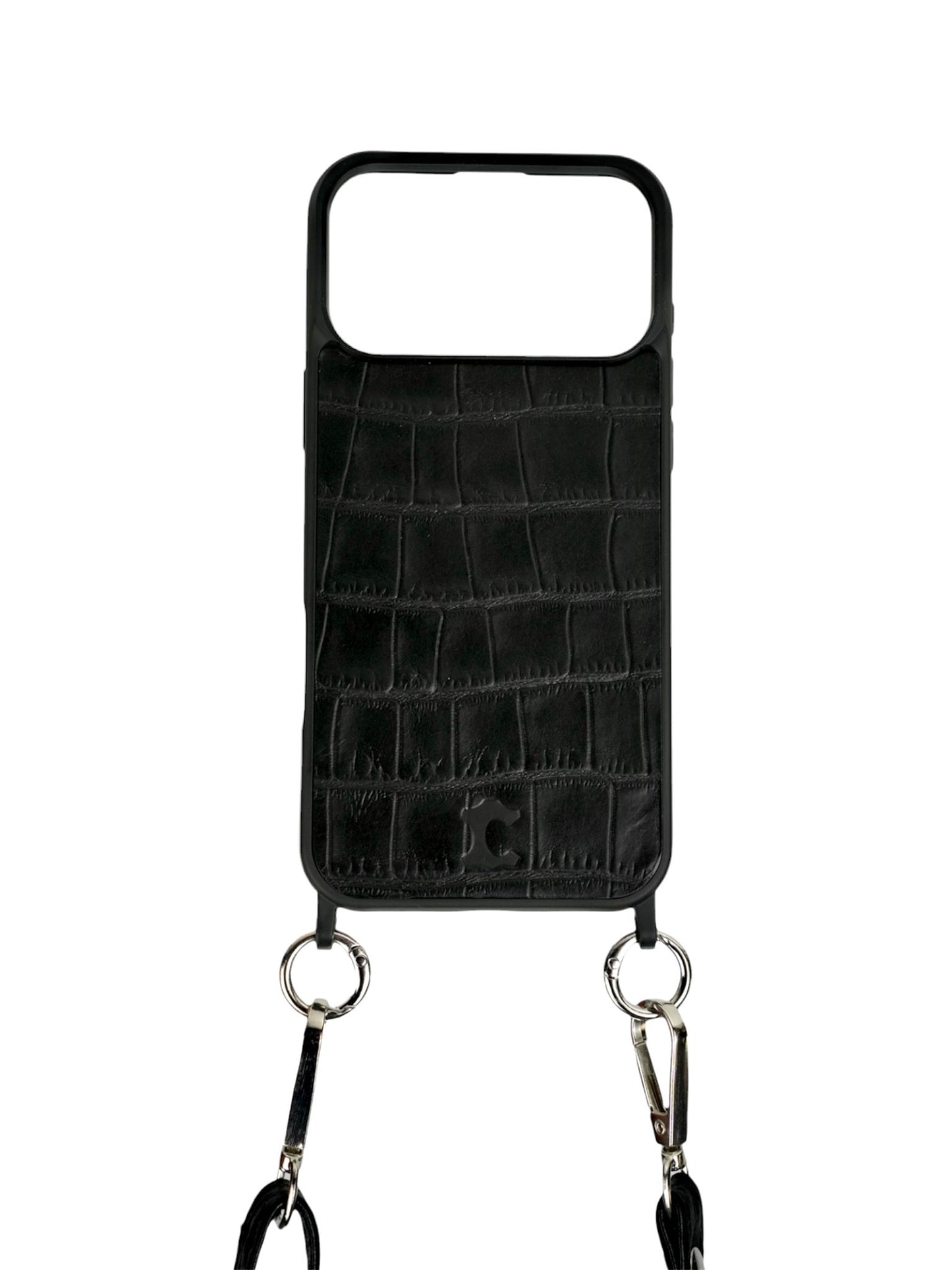 COCCODRILLO NERO - CUSTODIA IN VERA PELLE CON TRACOLLA